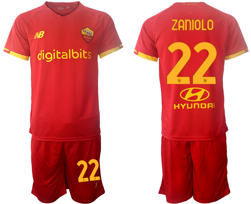 Cheap Men 2021-2022 Club AS Roma home red 22 Soccer Jersey